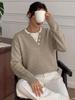 2026 Autumn/Winter Casual Knit V-neck Henley Collar Loose Sweater for Women