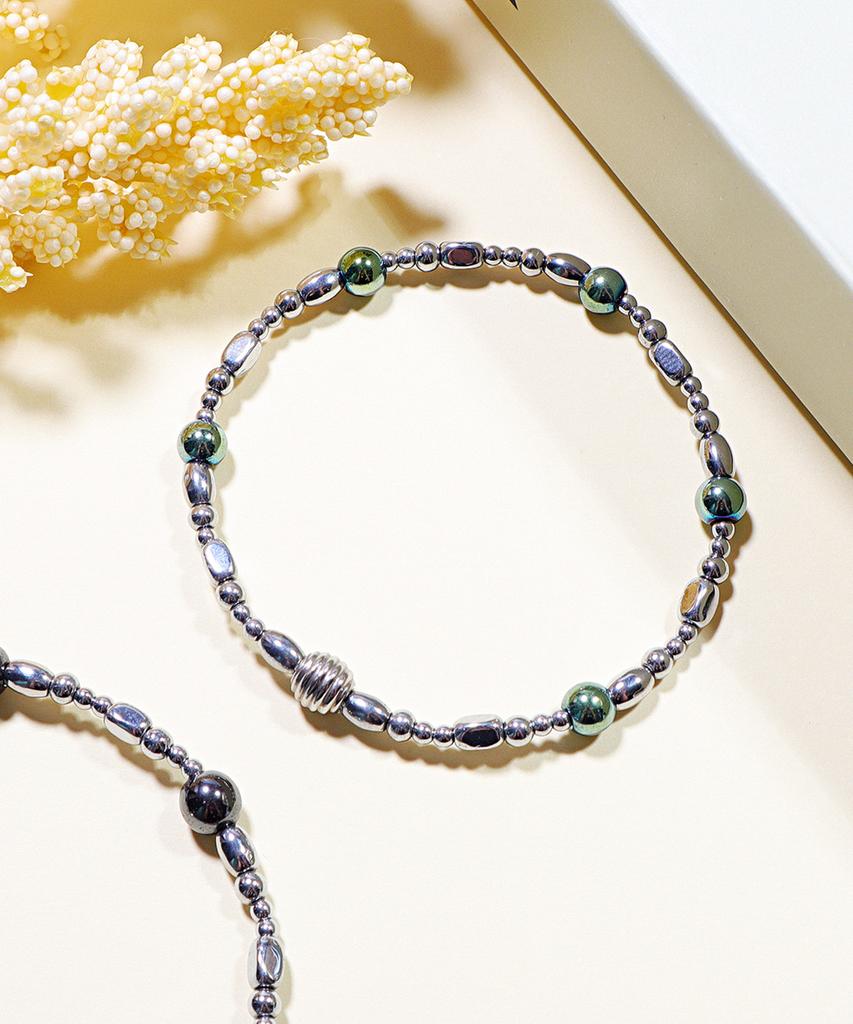Polalita Ball Point Hematite Bracelet (Plt-Br-137_Gn)