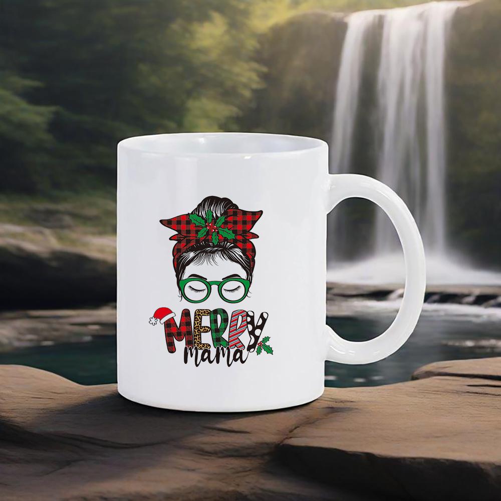 Coffee Mug Handwriting Merry Christmas Ceramic Mug Xmas Colors Love Water Cup For Milk Juice Cola Lovely Festive Gift Funny Cups