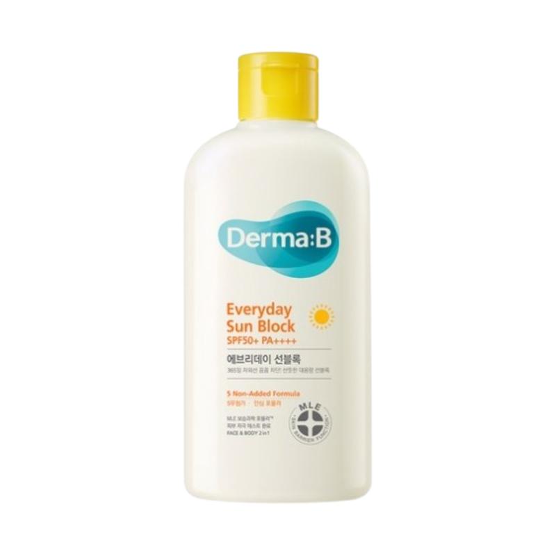 Derma:B Everyday Sun Block 200ml – SPF50+ PA++++ UV Protection Sunscreen Lotion, Moisturizing Body & Face Sun Care, Large Size Family Use 200ml