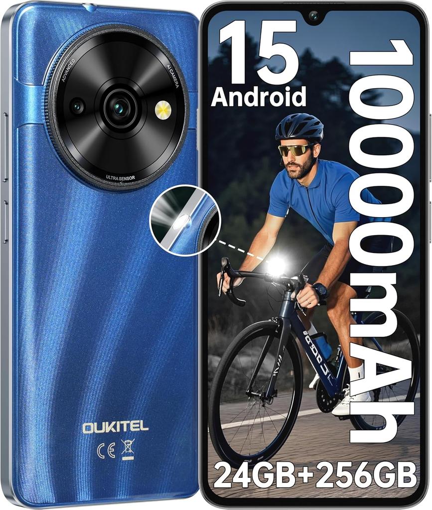 OUKITEL C59 Pro Unlocked Cell Phone Android 15-6.88”HD+ Screen 10000 mAh Battery 24GB +256GB Expand 1TB Mobile Phones with 120LM Flashlight