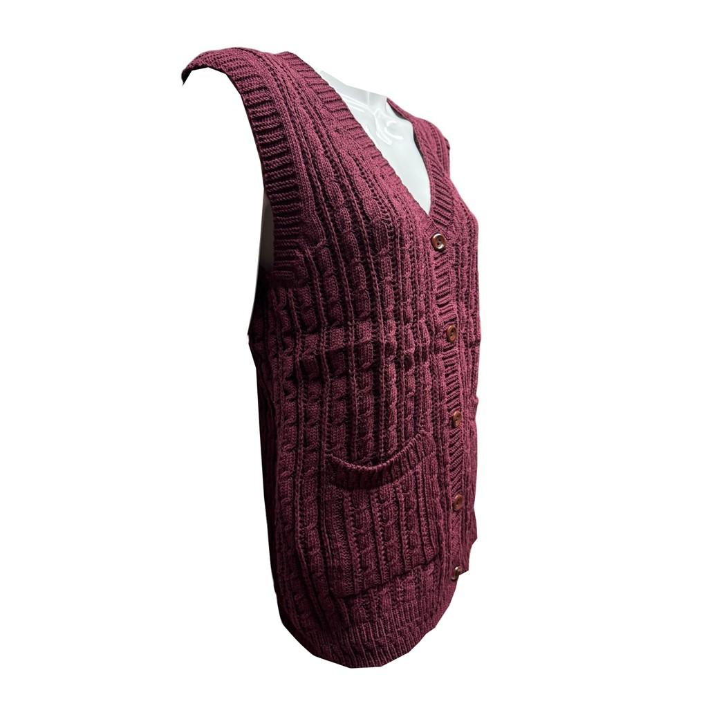 Ciciten Pocket Buttoned Daily Knitwear Women's Vest Mother's Vest