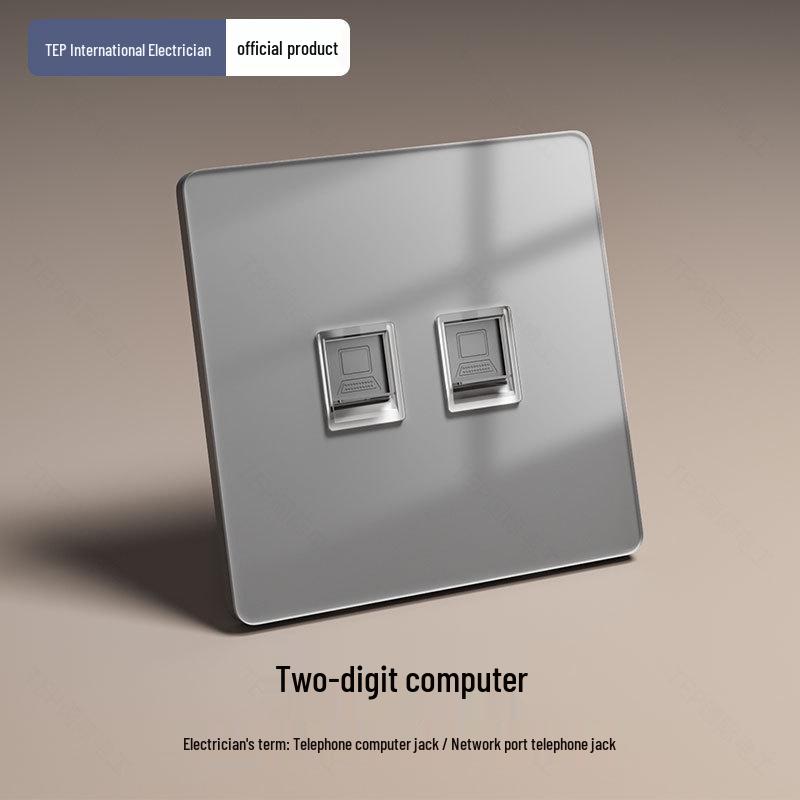 Gray Tempered Glass Smart Switch with Mijia APP Connectivity, Smart Speaker Voice Activation, Zero-Fire Support.