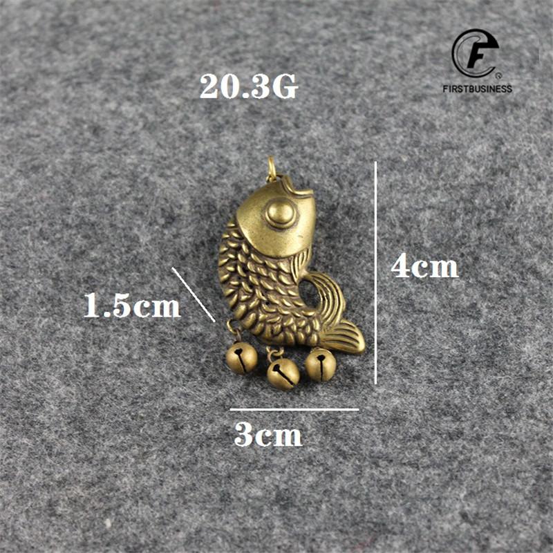 Copper Carp Bell Small Ornaments Desk Christmas Gift Decorations Retro Brass Keychain Pendants Feng Shui Home Decor Living Room