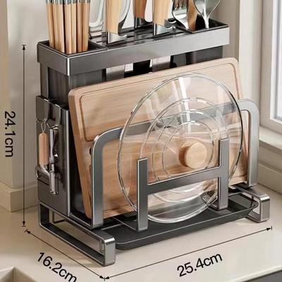 Multi-functional Kitchen Countertop Pot Lid & Cutting Board Organizer