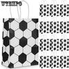 24pcs Soccer Party Favor Bags Paper Soccer Gift Bags Treat Bag with Handle Football Sports Themed Gift Snack Bag Soccer Theme Bags