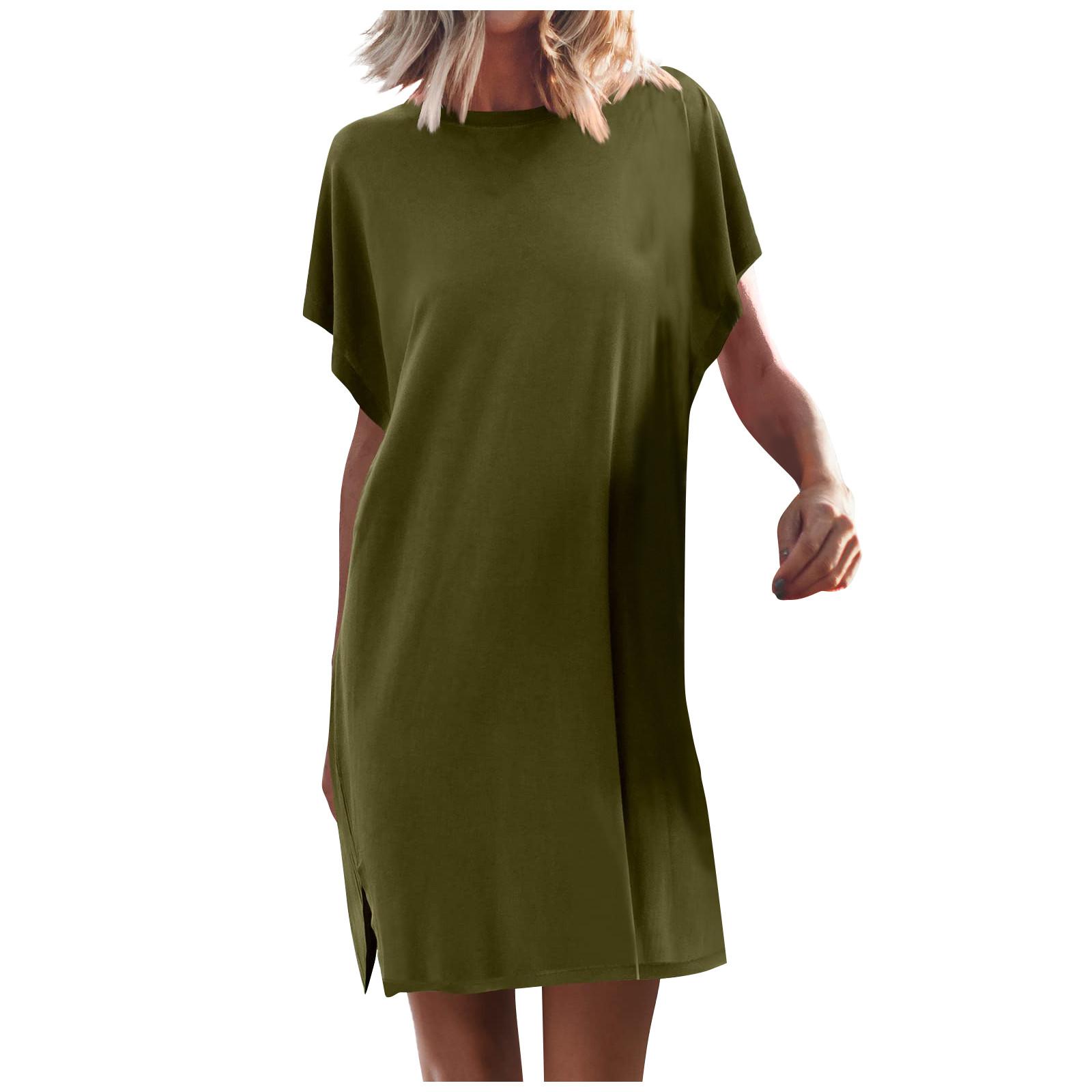 Модное женское повседневное свободное платье с круглым вырезом — фото 3