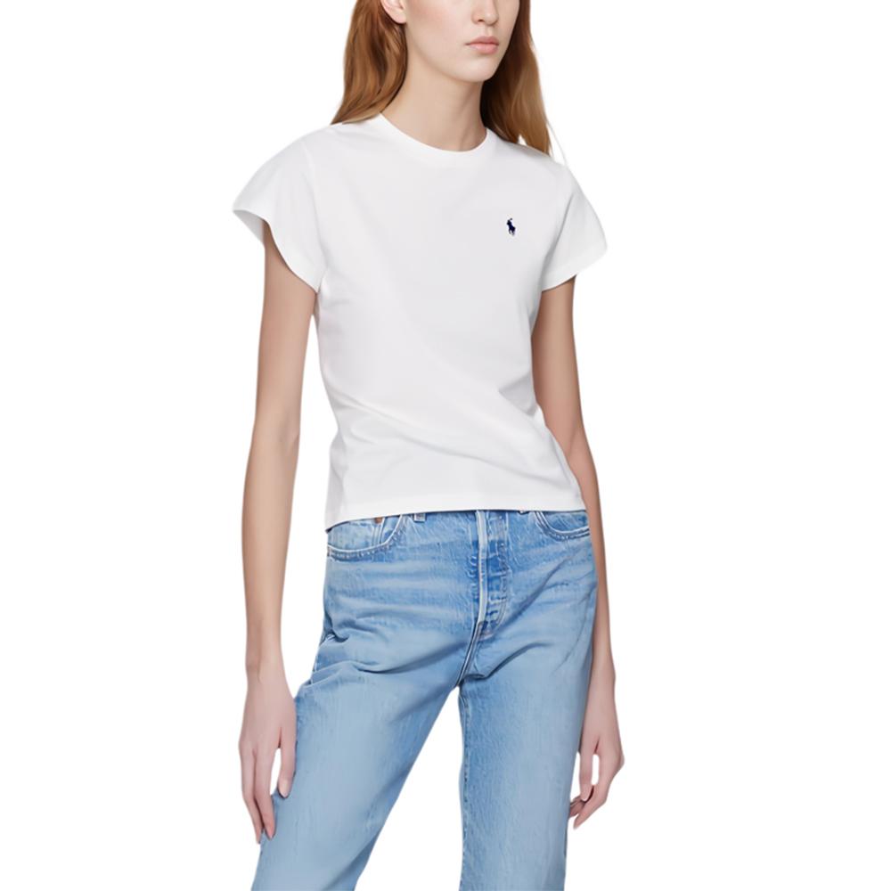 Polo Ralph Lauren T-Shirt SS23 Round Neck Pullover Solid Color Short Sleeve Women Tops White 313827451-001
