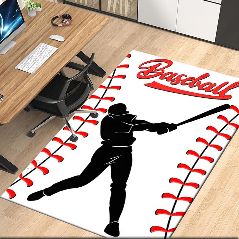 Baseball Printed Carpet, for Office Chair Living Room Bedroom Kitchen Room Decor Gifts.