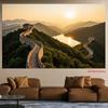 2D Great Wall Landscape Backdrop 2D Sunrise Mountain Lake Photo Background for Themed Shoot