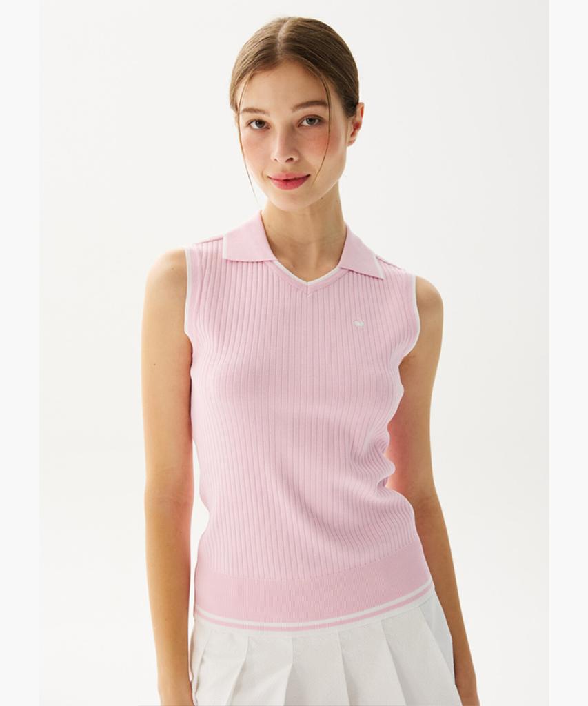 LECOQ GOLF Women'S Dry Ribbed Sleeveless Sweater _Pink Gr222Lkp52