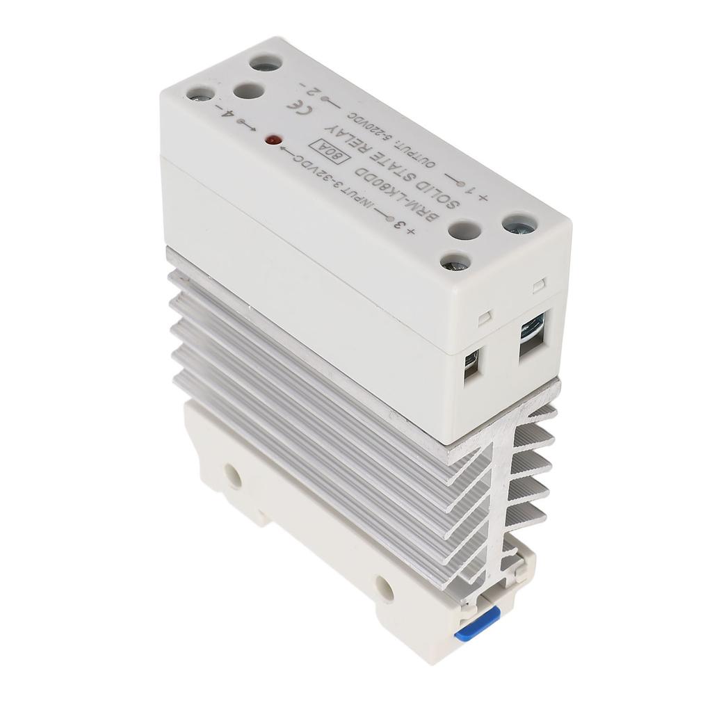 Solid State Relay 80A 3‑32VDC Input 5‑220VDC Output 35MM Rail Mounting DC To DC SSR with Heatsink