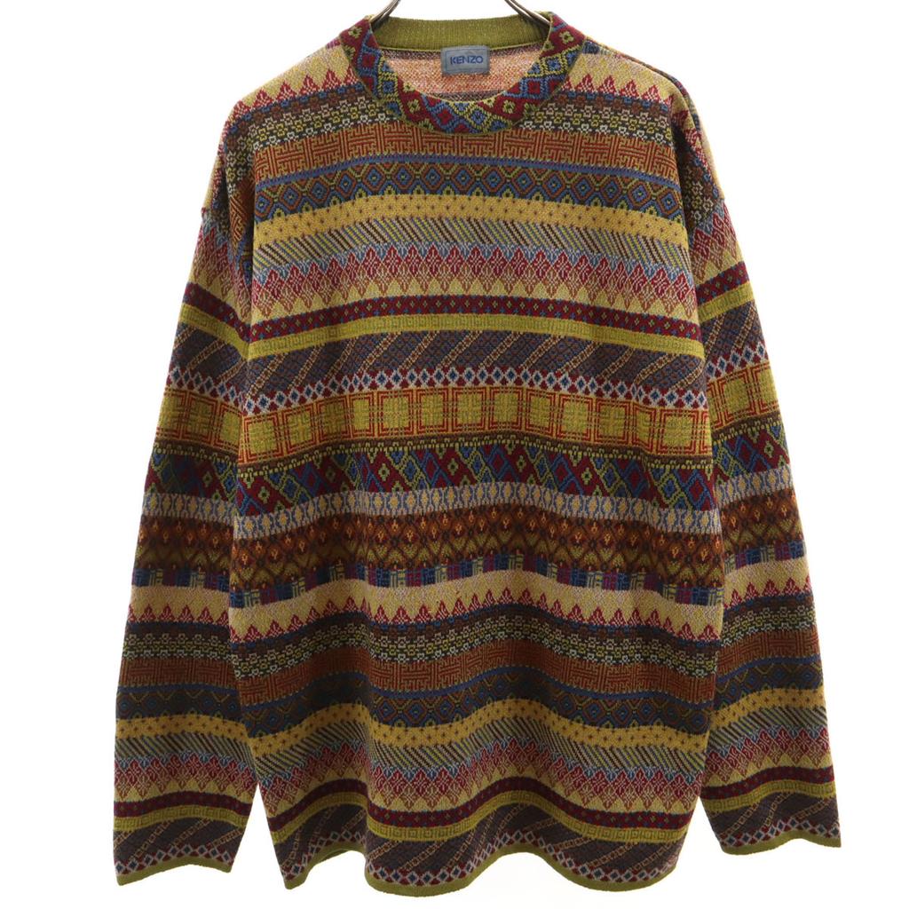 KENZO 90s Old Japanese wool blend Overall handle Long sleeve knit free Women Used