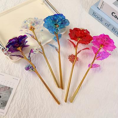 ETERNAL ROSE - 24K Gold Plated Plastic Stem Flower for Home Decoration for Valentine's Day, Mother's Day, Birthdays, Weddings - Multi-purpose