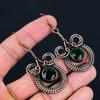 Lab-Created Emerald Gemstone Handmade Pure Copper Wire Wrapped Earrings Jewelry