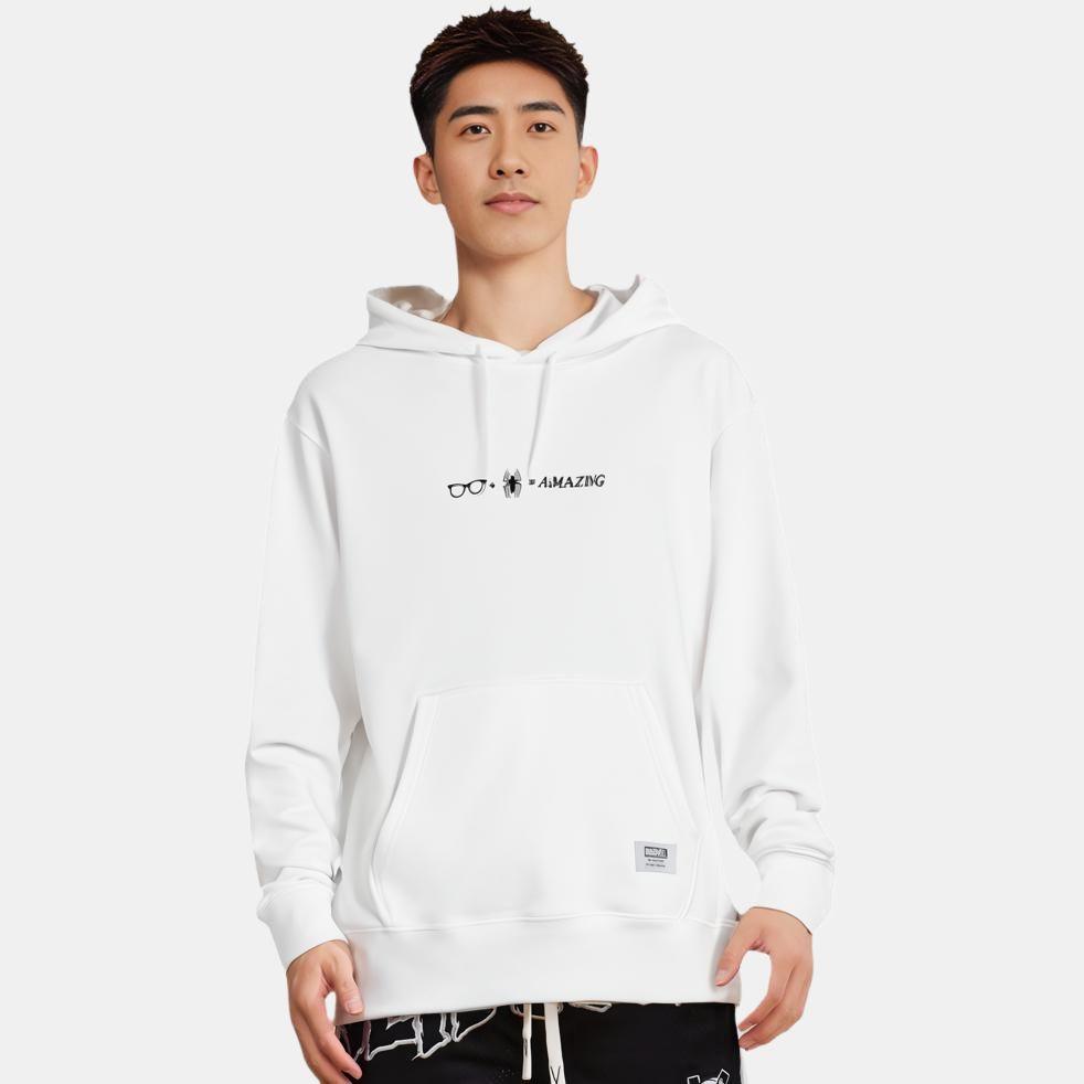 Uniqlo X Marvel Collaboration Solid Color Letter Hoodie Long Sleeve Sweatshirt Unisex sweatshirt White 429182-00