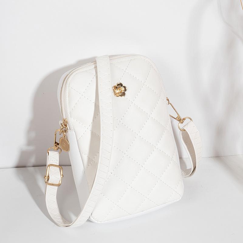 Trendy Embroidered Diamond Pattern Crossbody Phone Bag - 2022 Women's Style