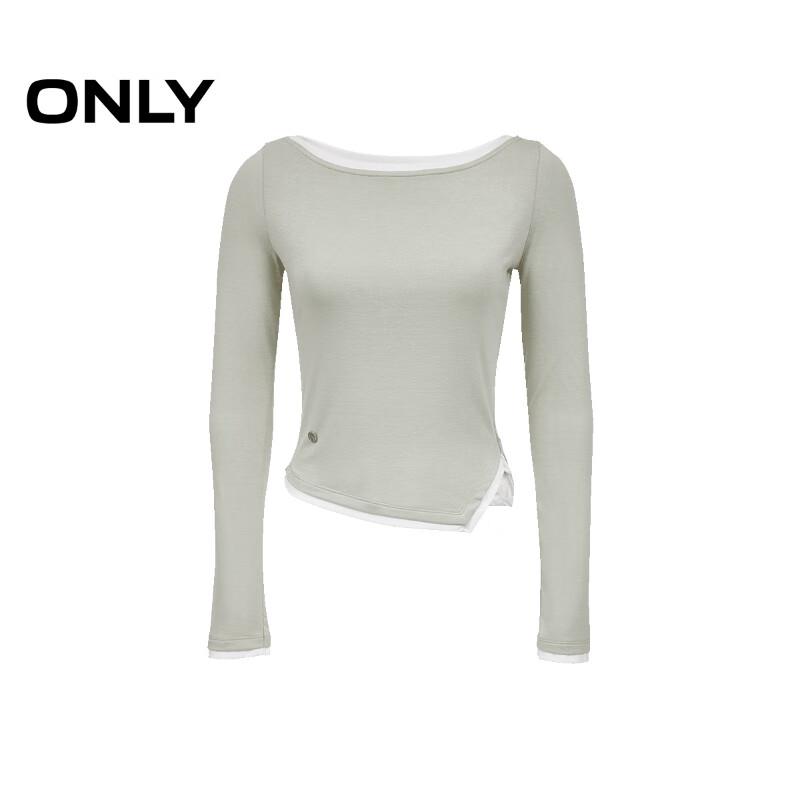 ONLY 2025 Summer Colorblock Off-Shoulder Long Sleeve T-Shirt