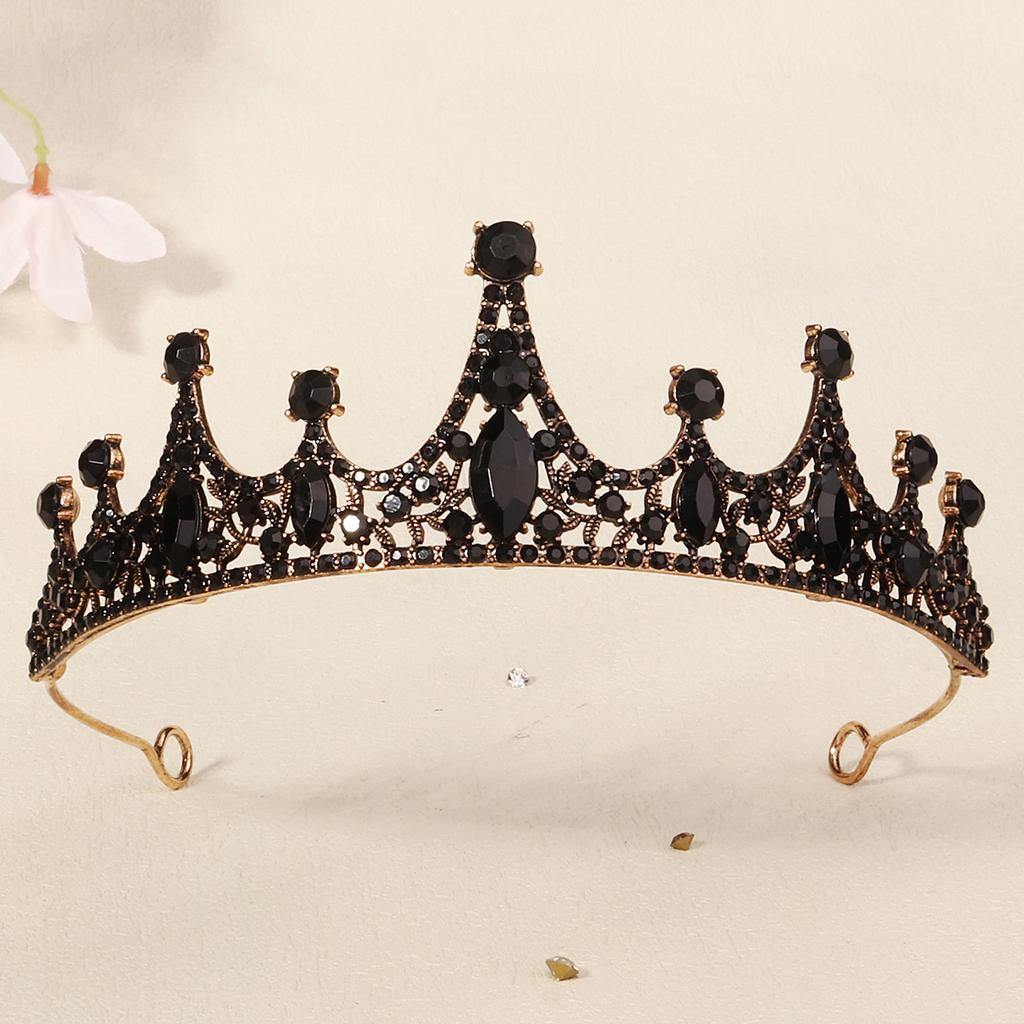 Halloween Jewelry Rhinestone Alloy Crown Holiday Party Dance Dress Headdress High-end Black Crown