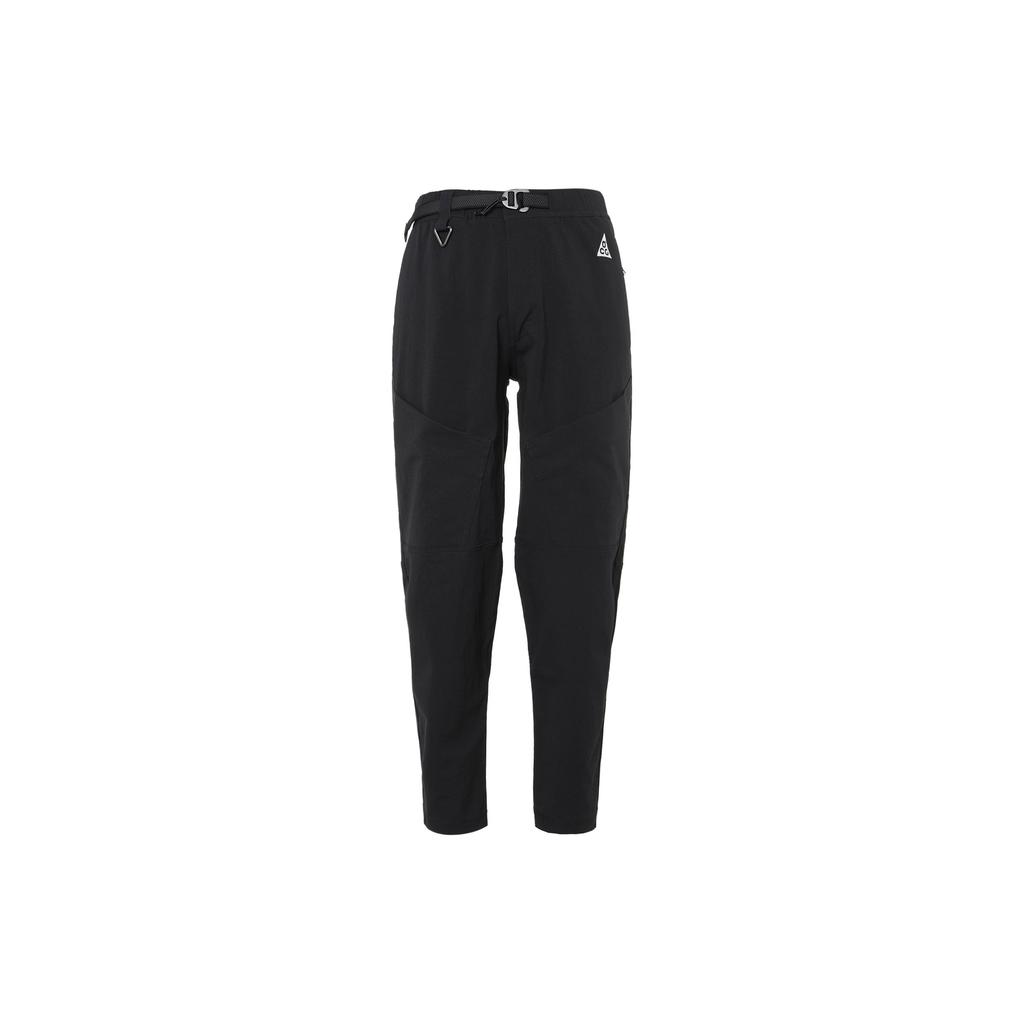 Nike Solid Mid-Waist Drawstring Straight Knit Sports Pants Women Bottoms Black FD5213-010