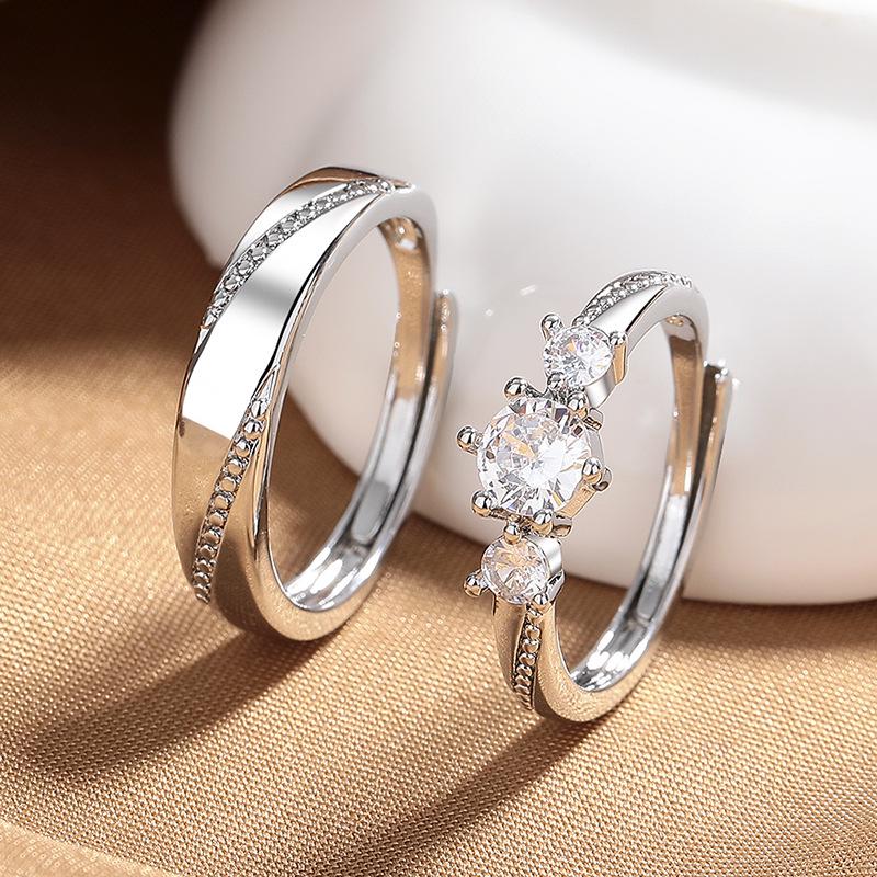 

Регулируемое кольцо для помолвки для пары «Любовь с первого взгляда»: Простое, Роскошное и Элегантное для Указательного Пальца Adjustable Open Size серебряный