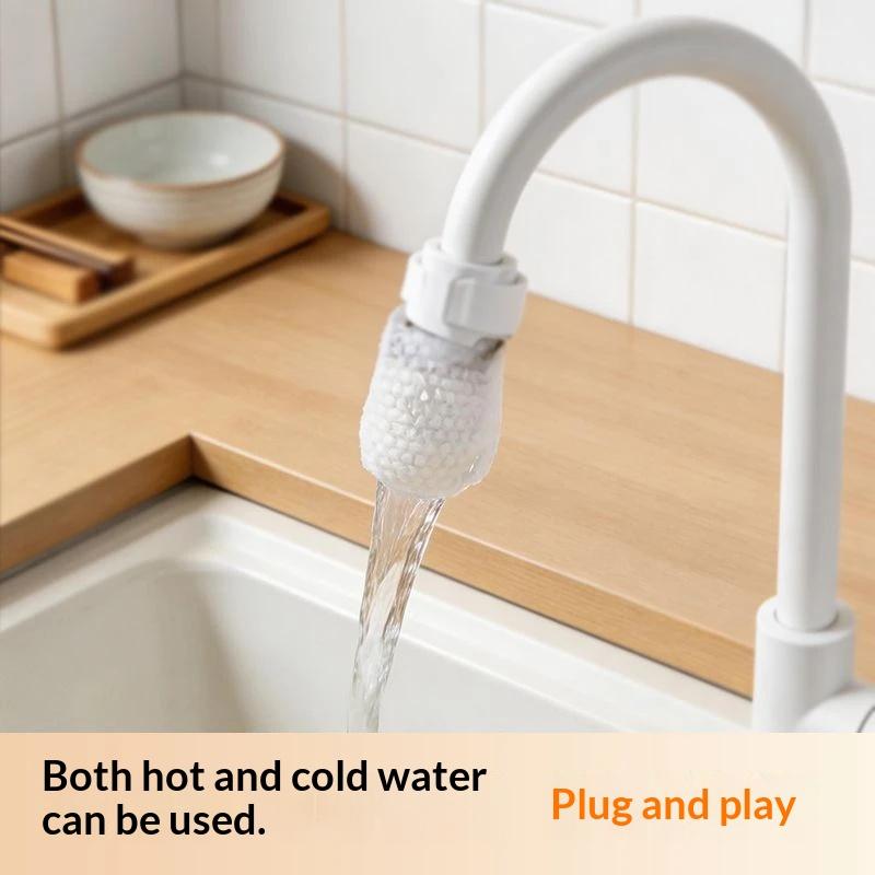 Water-Saving Universal Faucet Filter with Splash-Proof Cotton Bag and Secure Strap for Bathroom
