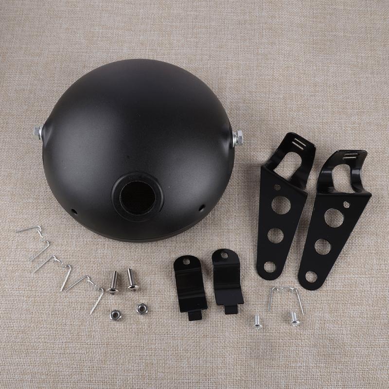 New 7 Inch Motorcycle Headlight Housing Cover Bucket with Black Bracket Round Headlamp Mount Universal