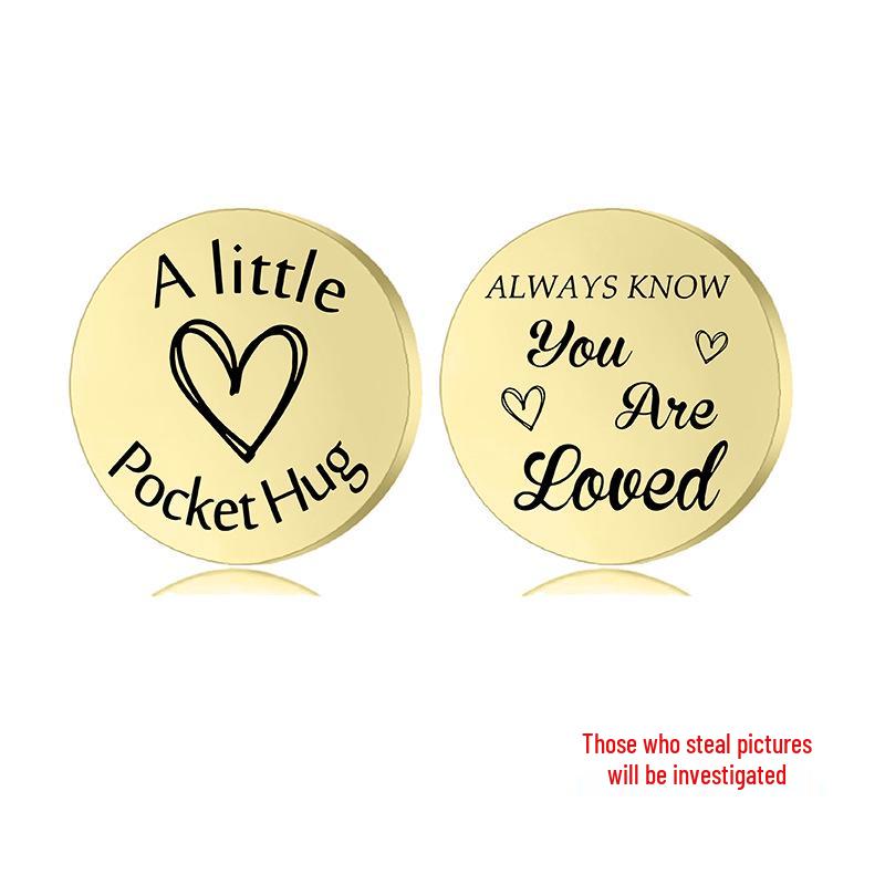 Lucky Charm Motivational Coin: Engravable Stainless Steel Couple & Family Gift Ornament.