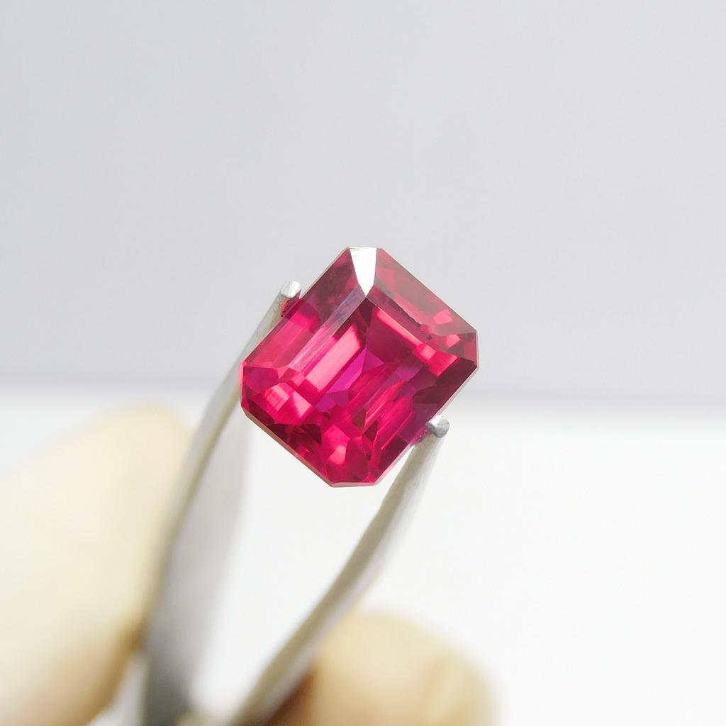 Beautiful CERTIFIED 5.45 Ct Natural Emerald Cut Red Ruby Enhanced Loose Gemstone P-4707-Ra