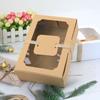 12Pcs Large Kraft Paper Box Cookie Candy Cake Gift Box Transparent Window Birthday Christmas Gift Packaging Bag Party Supplies
