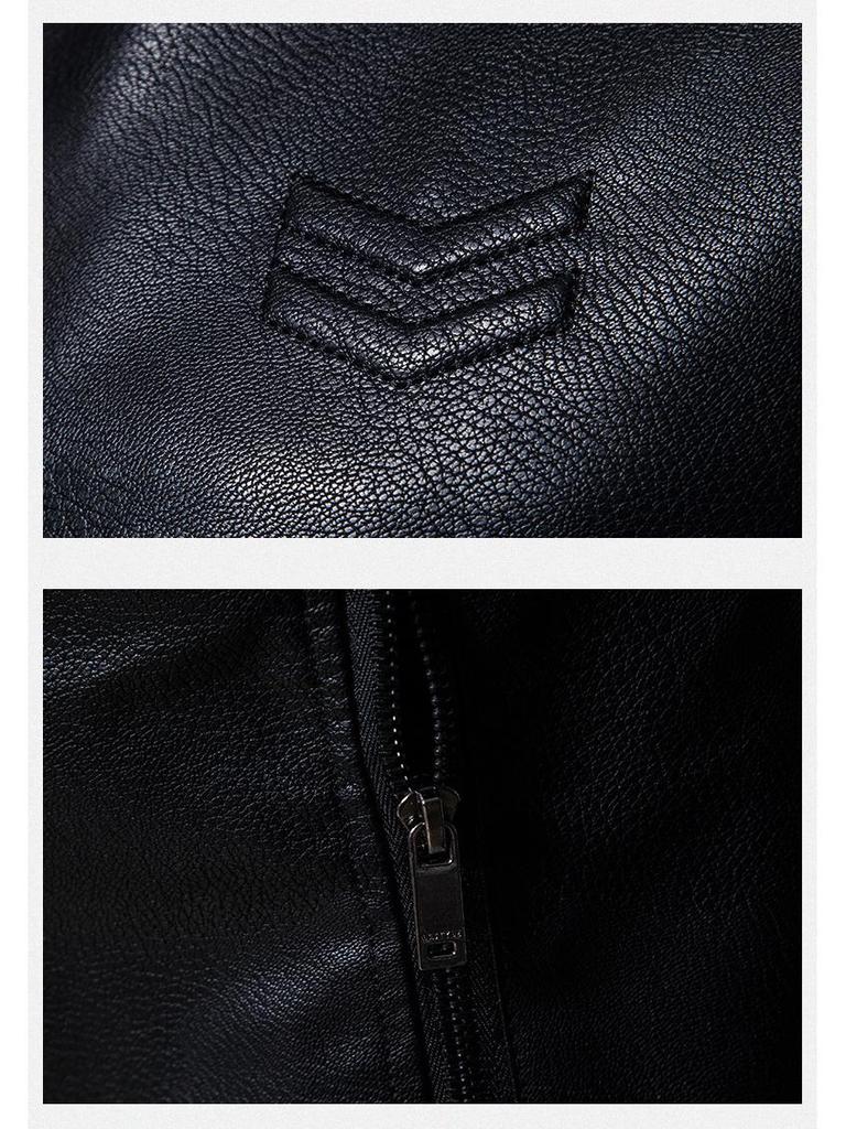 2025 Plush Men's PU Leather Jacket - Thickened, Versatile Lapel Coat for Autumn/Winter