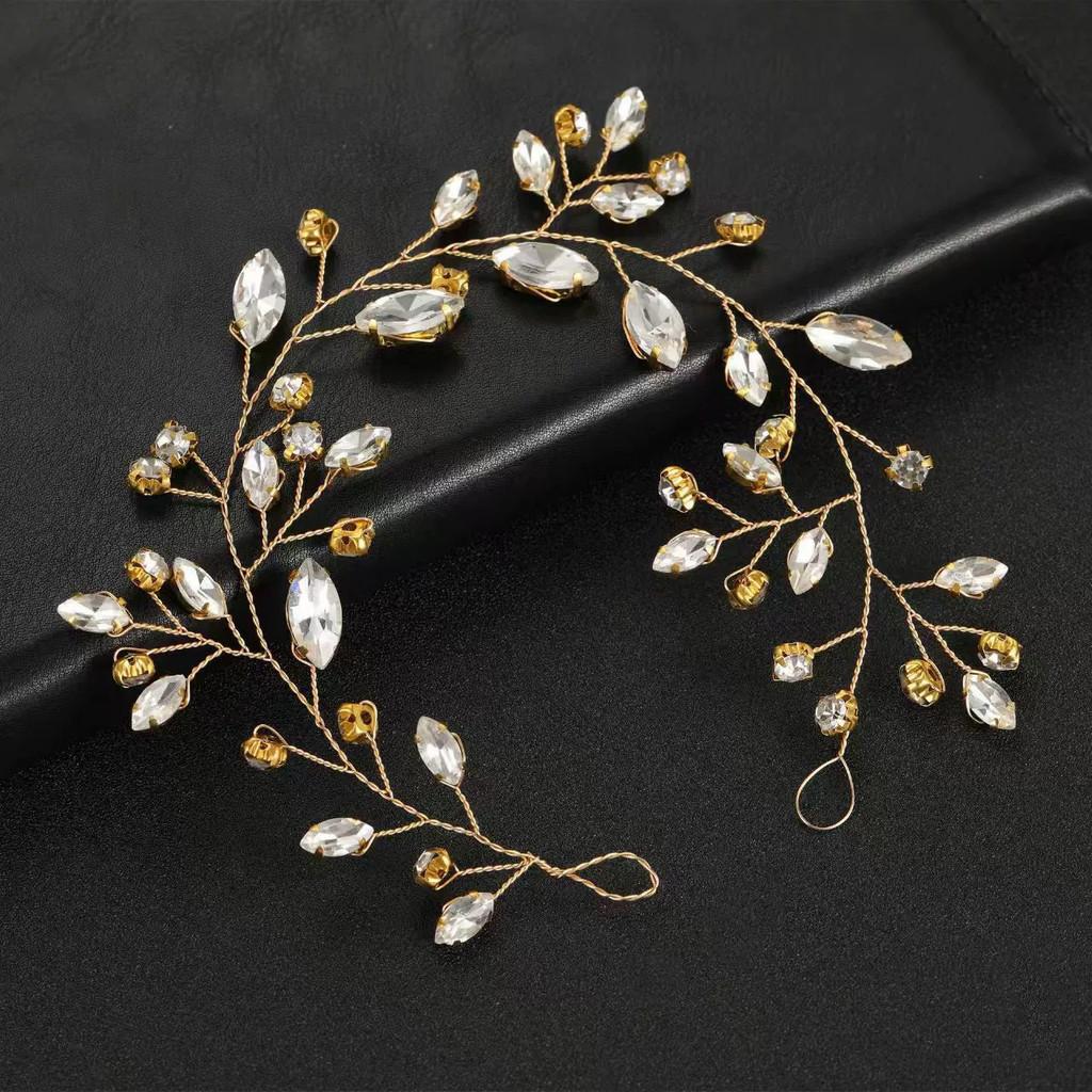 

Bridal Handmade Rhinestone Hair Chain Hair Band Headpiece For Bridal Hair Accessories Golden wire headband