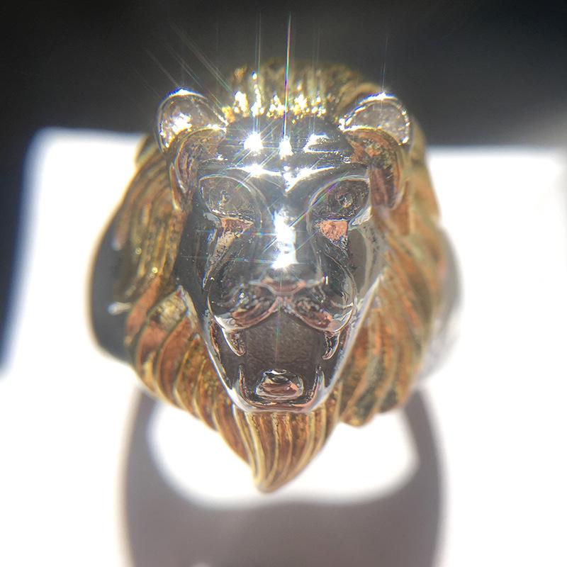 

Кольцо с головой льва в европейском и северо-американском стиле из литого титана и стали с изображением животного No. 13