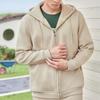 Men's Casual Solid Color Fleece Lined Hooded Sweatshirt - Warm, Versatile Loose Fit with Drawstring and Zipper.