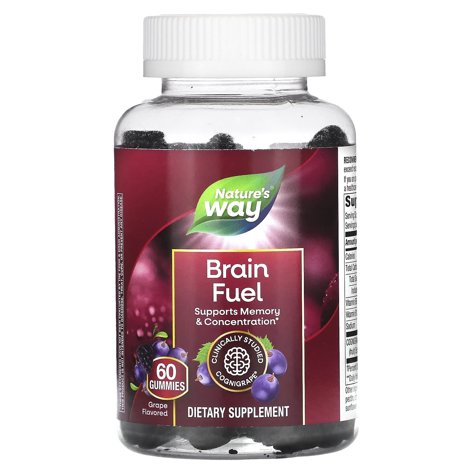 

Nature S Way, Brain Fuel, Grape Flavor, 60 Gummies
