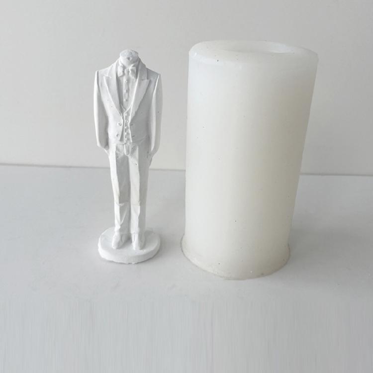 3D Bride Wedding Dress Silicone Candle Mold Bridegroom Suit Resin Casting Moulds