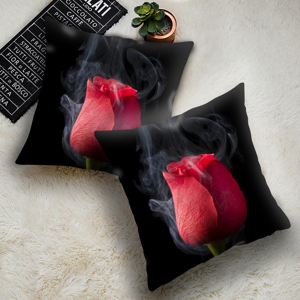 Mote Rose Putetrekk Polyester Print Putetrekk Beautiful Flower Home Decor Putetrekk