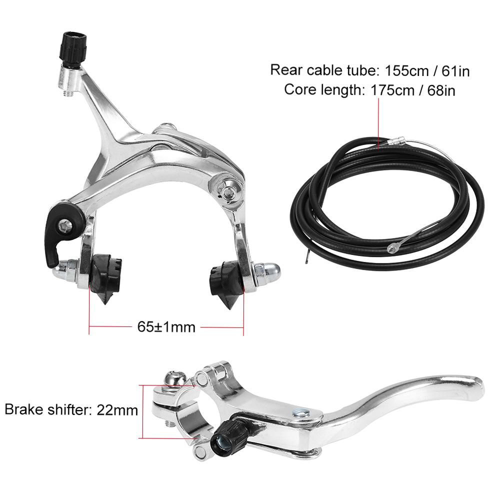 Front/Rear Fixie Bike Brake Kit Road Bike Cruiser Brake Set Bike Caliper Brake Kit Side Pull Brake Set Mountain Bike Accessories