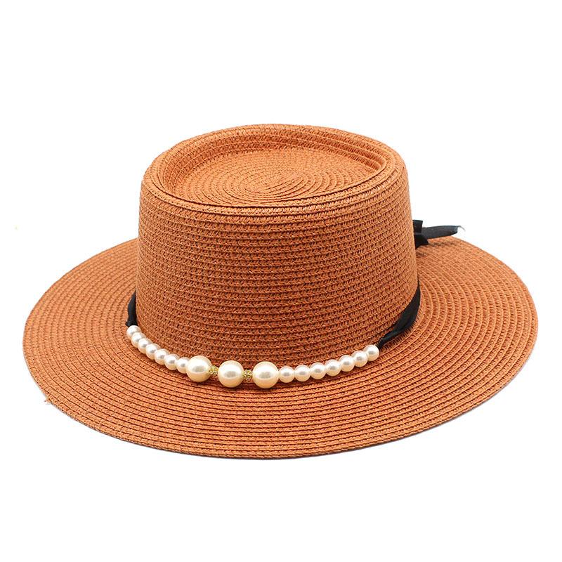 Straw Hat Women'S Summer Concave Top Top Hat Seaside Vacation Pearl Beach Hat Internet Celebrity Straw Hat Sun Hat