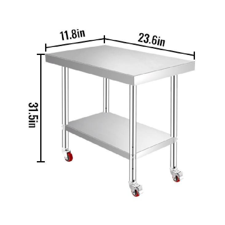SucceBuy Stainless Steel Kitchen Worktable shelves Commercial Work Bench Table with Caster Wheels for Home Restaurant Storage