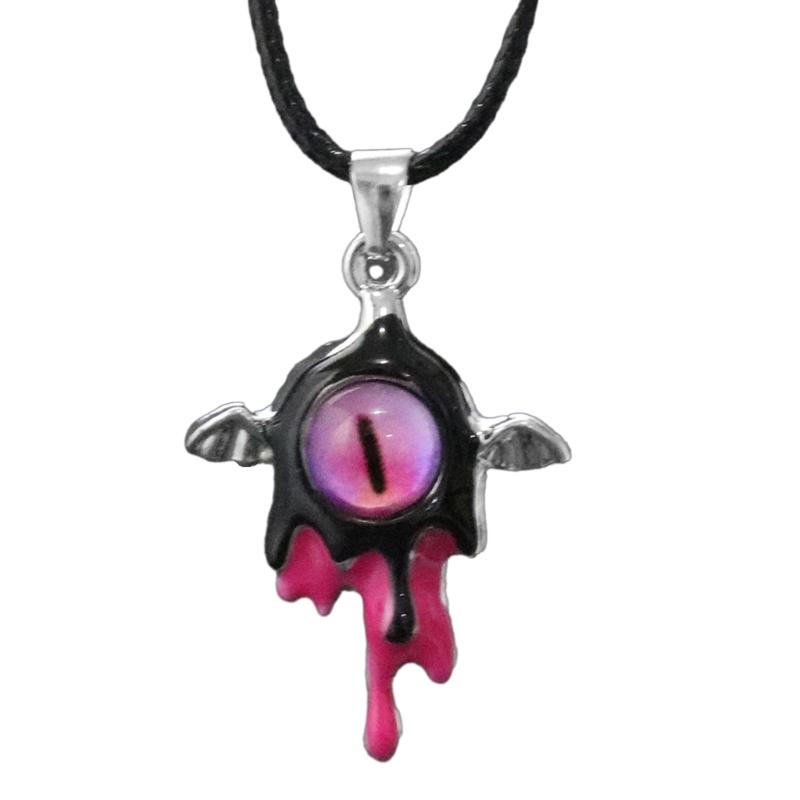 Gothic Liquid Heart Pendant Necklace Devil Eye Cross Choker Punk Devil Eye Clavicle Chain for Women Jewelry Accessories