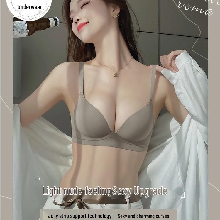 Women's Seamless Push-Up Bra & Underwear Set - Small Chest, Adjustable Anti-Sag Support, Thin Summer Design