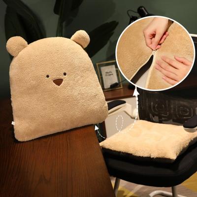 Cartoon Bear One-piece Cushion Office Seat Pad Backrest Pillow Plush Non-slip Chair Cushion Soft Thickened Butt Pad