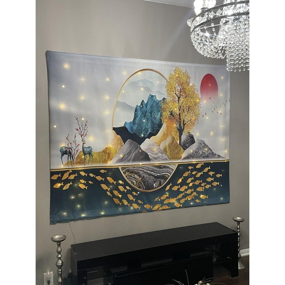 Tapestry Abstract Mountain Scene Large Background 75x100 чёрный