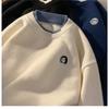 Men's Fake Two Piece Knit Sweater Crew Neck Casual Embroidered Pullover