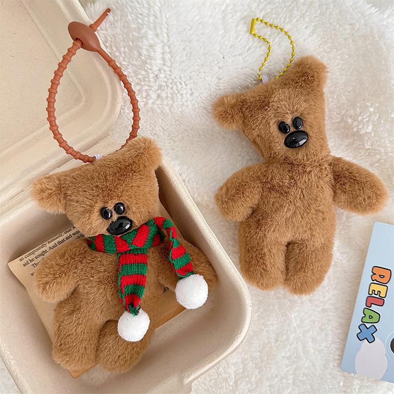 1PC Kawaii Scarf Teddy Bear Squeezing Plush Toy Keychain Backpack Pendant Cute Car Keyring Kids Women Bag DIY Accessories