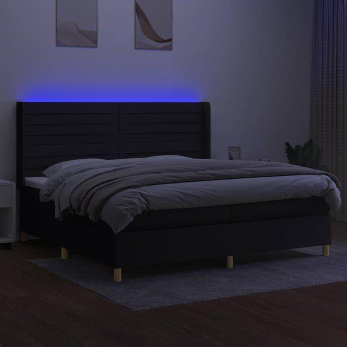 VidaXL Slat Bed Base with Mattress and LEDs, Upholstered Bed with Headboard, Double Bed, Adult Bedroom Bed, 3138983
