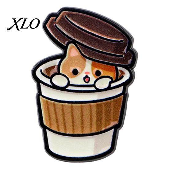 Cartoon Cat Accessory Coffee Cup Brooch, Kitten Enamle Lapel Pin, Animal Zinc Alloy Brooch Theme Badge, Clothing Accessories for Lovers Pin