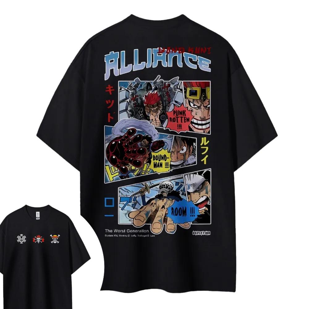 

ONE PIECE Three Captain Short Sleeve Mens and Womens Same Comfortable Short Sleeve Couple Clothing Casual Short Sleeve Popular 4XL