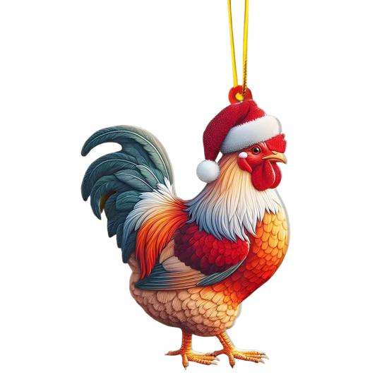 2D Acrylic Christmas Ornament Cute Flat Polar Bear/Octopus/Parrot Animal Car Rear View Mirror Charm Auto Interior Accessories for Window Wall